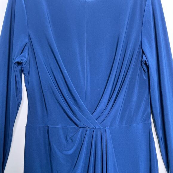 Lauren by Ralph Lauren Women's Blue Ruched Jersey Dress Size 14 - Picture 7 of 10